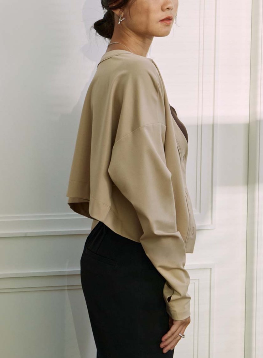 正反兩穿長袖罩衫上衣